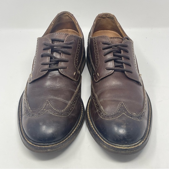 Vionic Bruno Shoes Mens 9 Brown Leather Wingtip Brogue Lace Up Derby Oxford - Picture 5 of 13